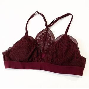 Aerie Lace Bralette Sz XS Burgundy Lace Soft Cup Bralette